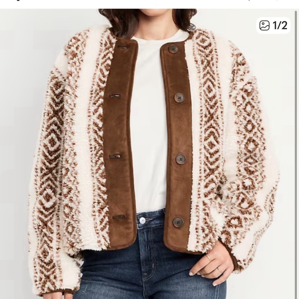 Colorado Sherpa jacket! Cream and chocolate ! This jacket is gorgeous ! L